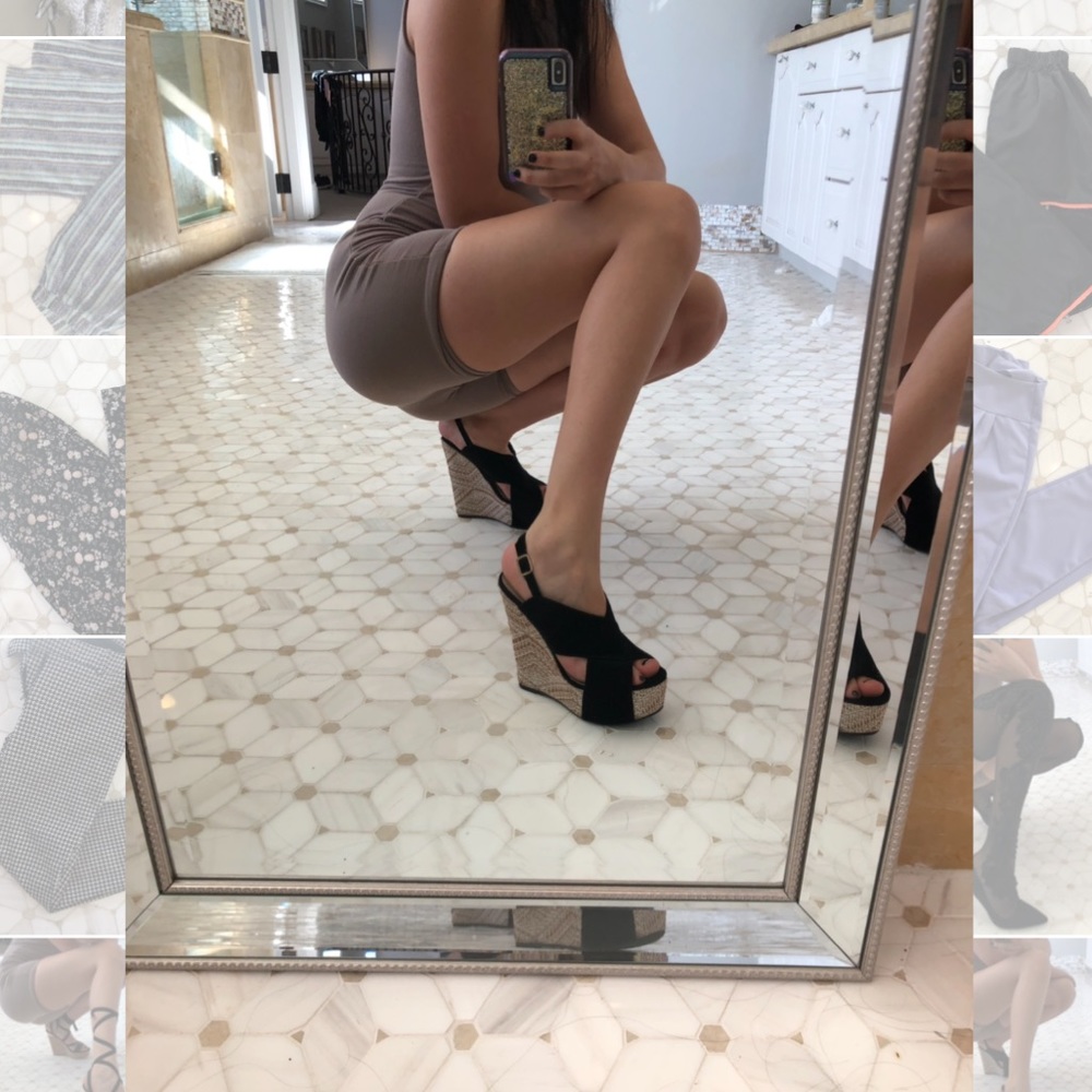 Black high wedges
